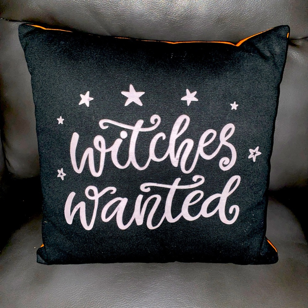 Witches Wanted Trick Or Treat Halloween Accent Pillow 13” X 13”
